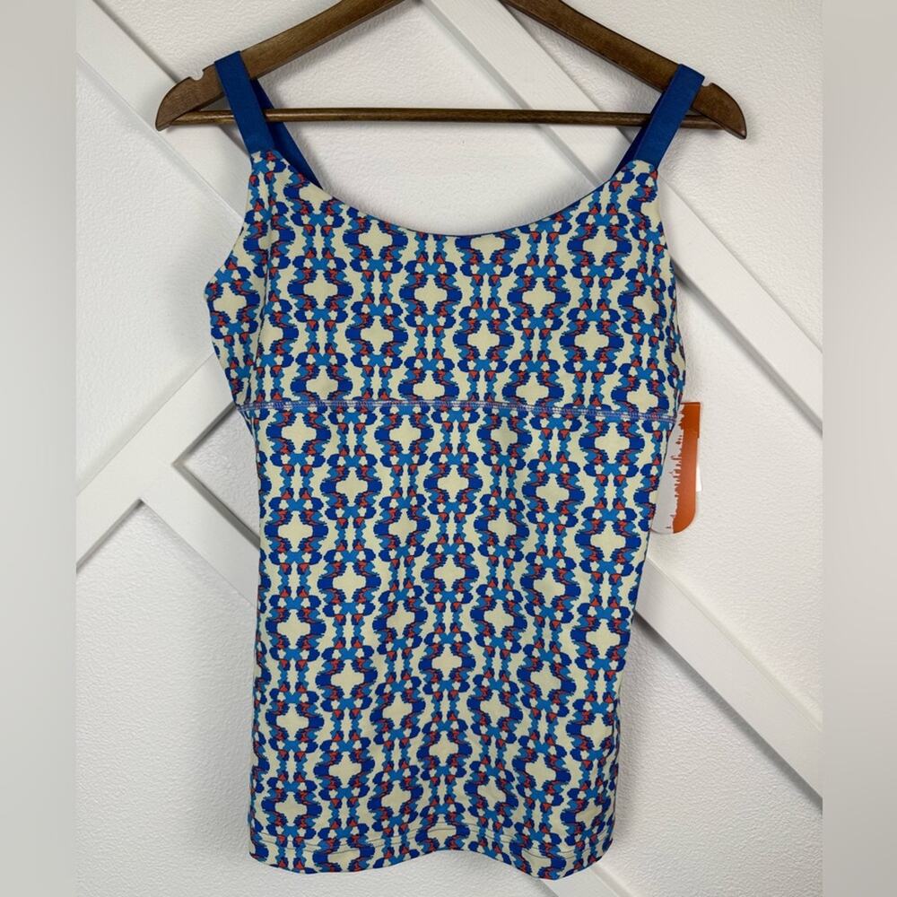 NWT Merrell Emery Tank Top Deep Water Ikat Print Opti-Wick Moisture Wicking Sz M